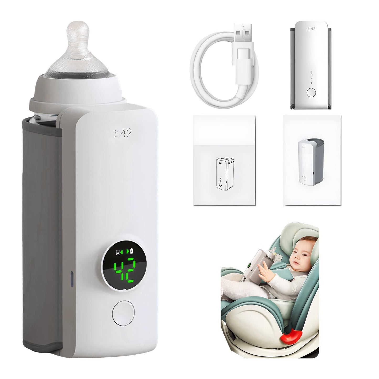 Portable Wireless Baby Bottle Warmer – USB Rechargeable Milk Heater & Insulation Sleeve