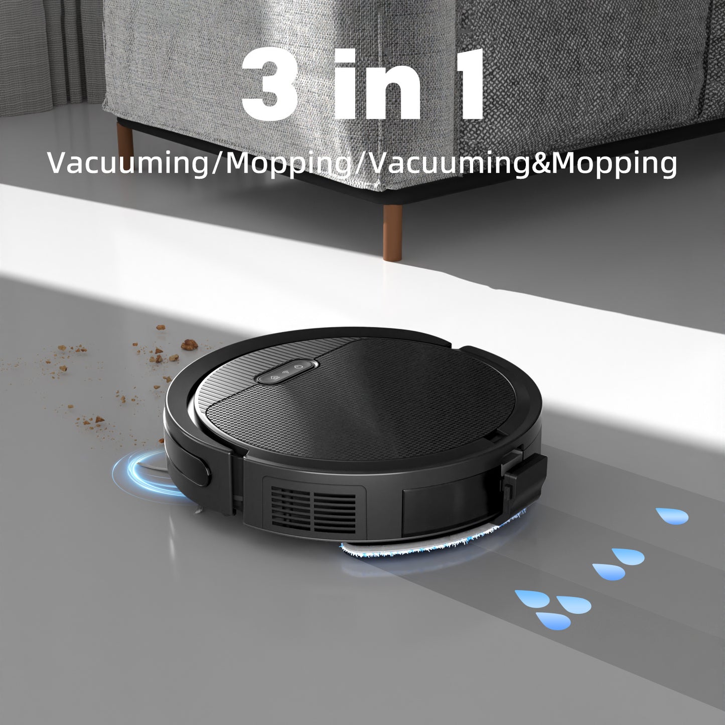 Robot Vacuum & Mop – 3-in-1 Home Cleaner for Pet Hair & Hard Floors, 5000Pa Suction, 120-Min Run Time, Self-Charging, Ultra-Thin
