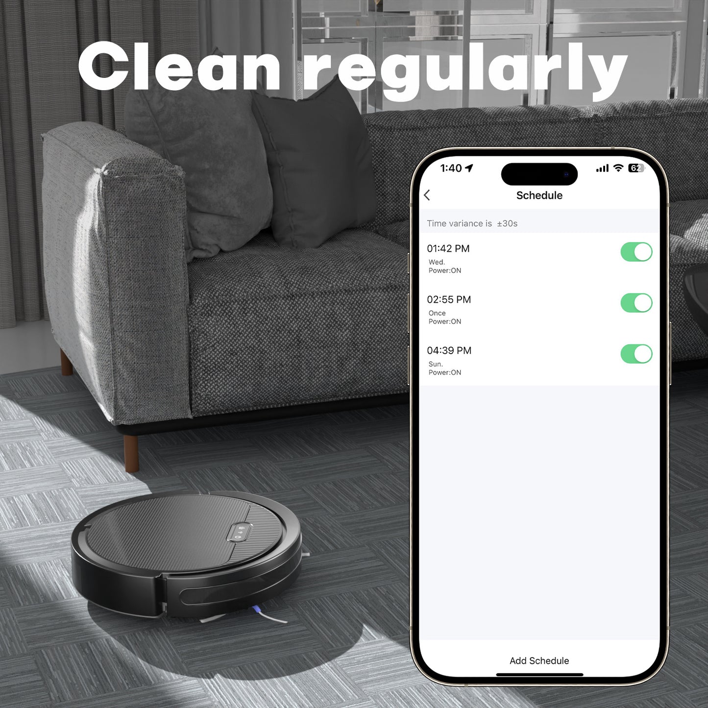 Robot Vacuum & Mop – 3-in-1 Home Cleaner for Pet Hair & Hard Floors, 5000Pa Suction, 120-Min Run Time, Self-Charging, Ultra-Thin